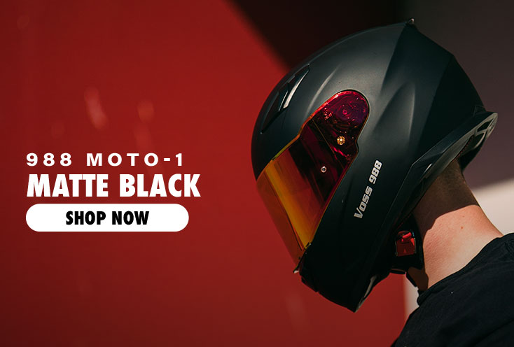 VOSS 988 MOTO-1 MATTE BLACK HELMET